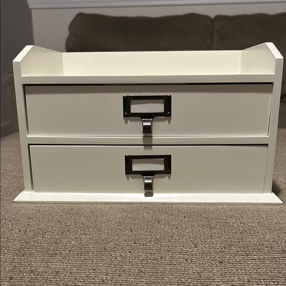 White Wooden Organizer with Drawers